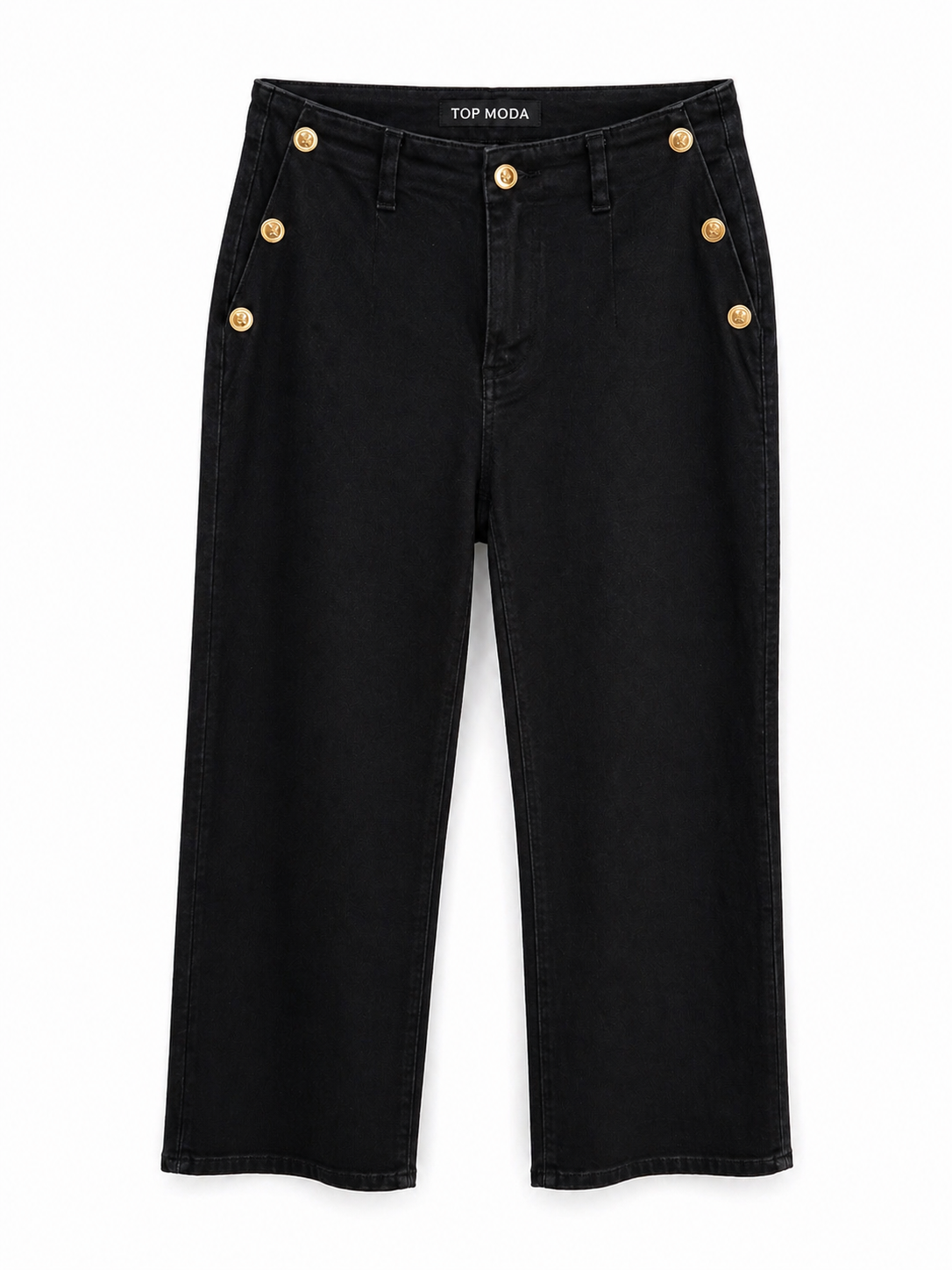 Pantalón gris botones tiro alto