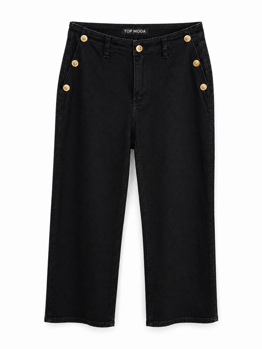 Pantalón gris botones tiro alto