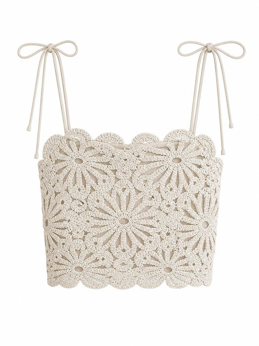 Top crochet beige