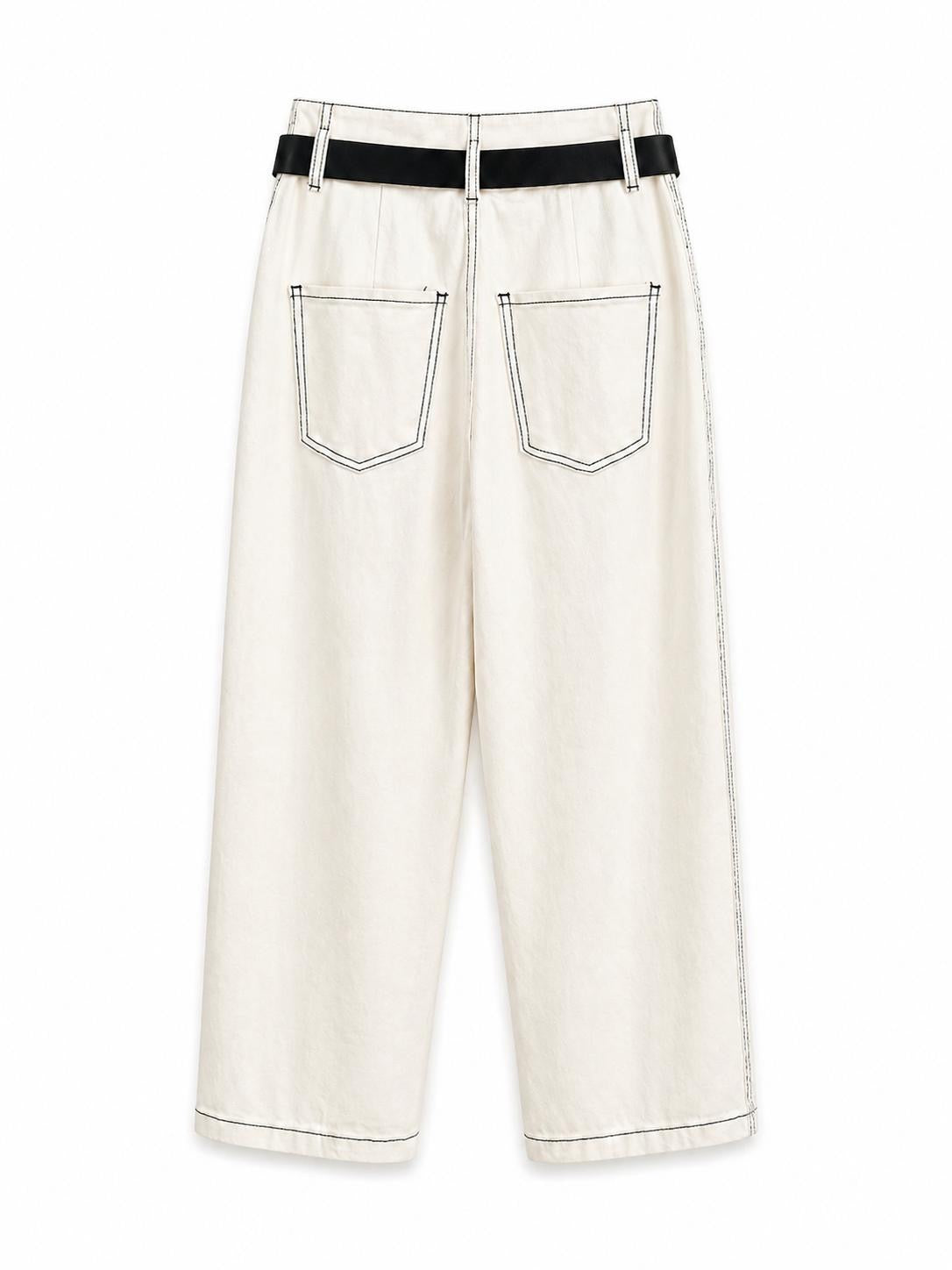 Pantalón vaquero globo blanco