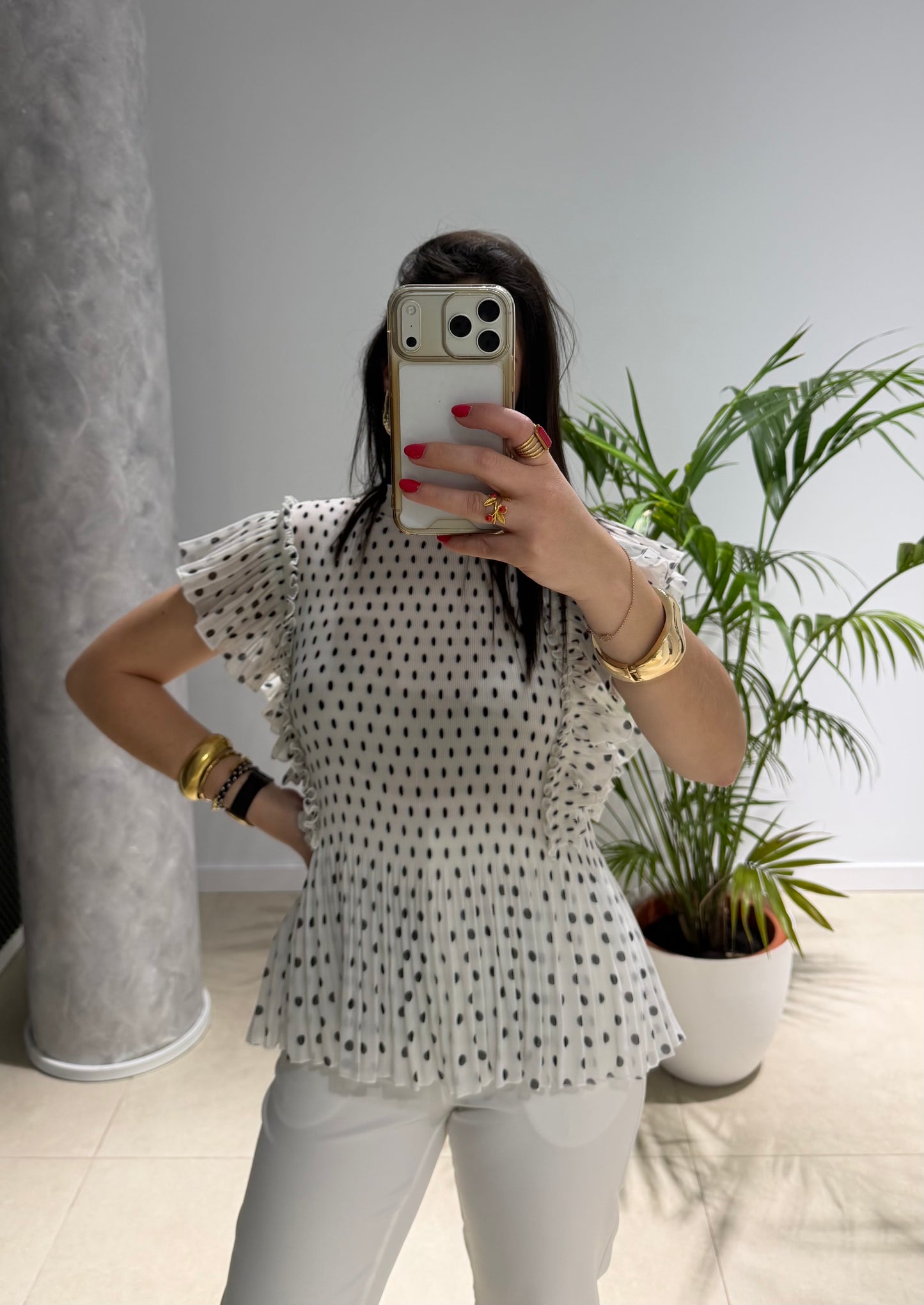Camisa acordeón lunares