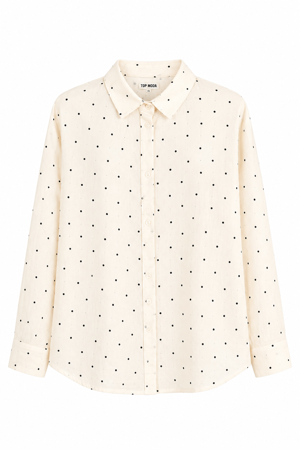 Camisa beige lunares de lino