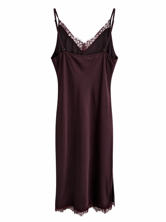 Vestido Burdeos encaje pico