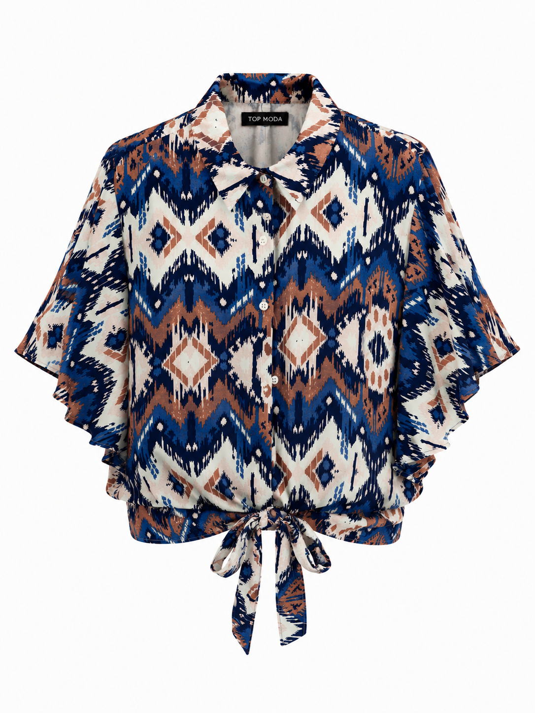 Camisa azul estampada