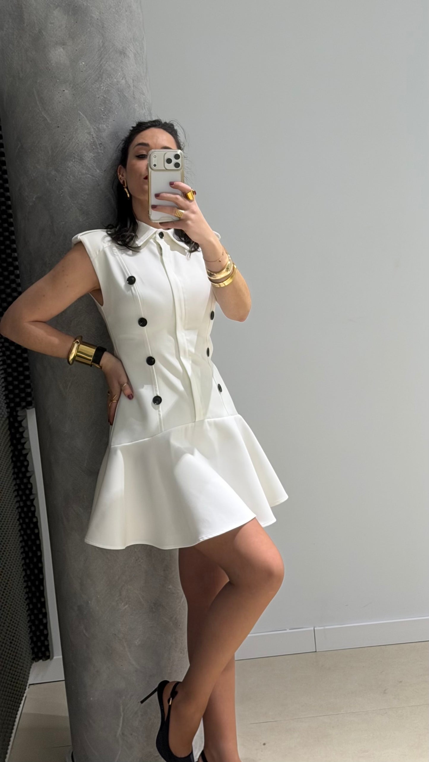 Vestido botones con volante