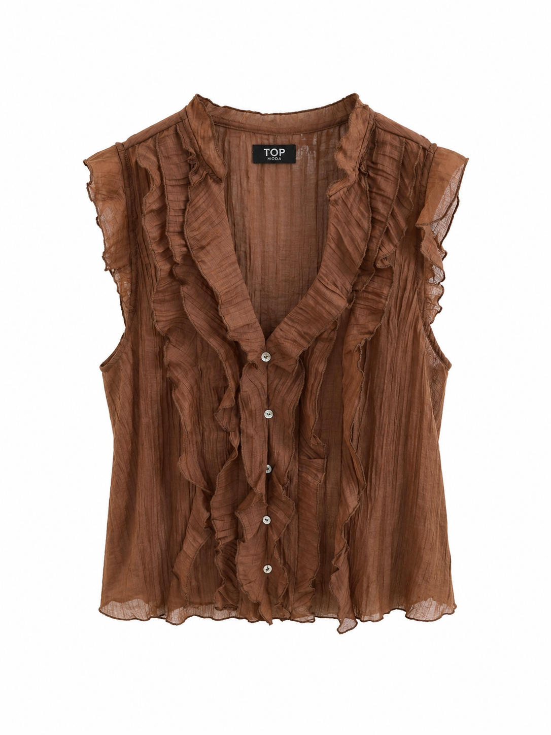 Camisa marrón volantes