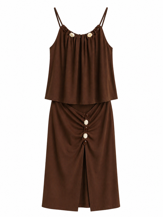 Conjunto lino marrón