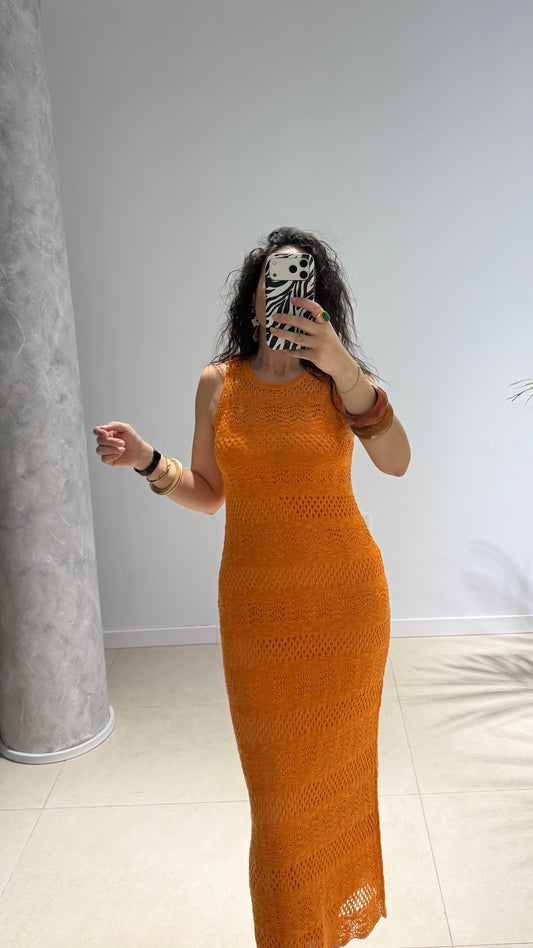 Vestido crochet naranja
