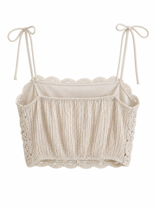 Top crochet beige