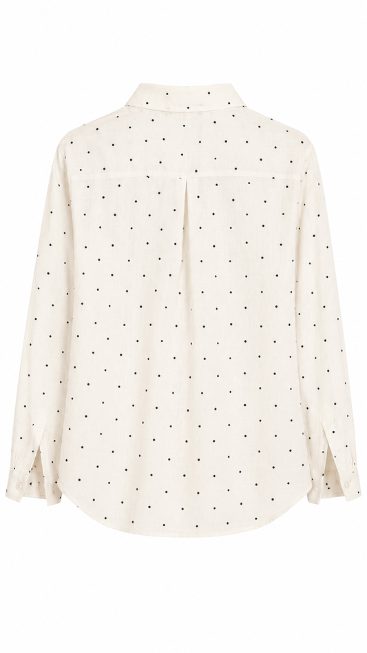 Camisa beige lunares de lino