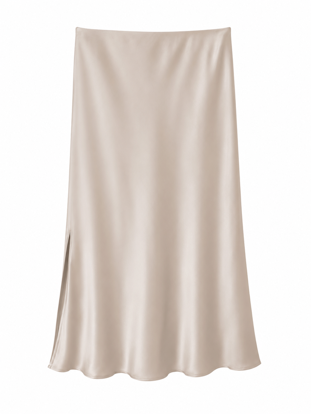 Falda satinada beige