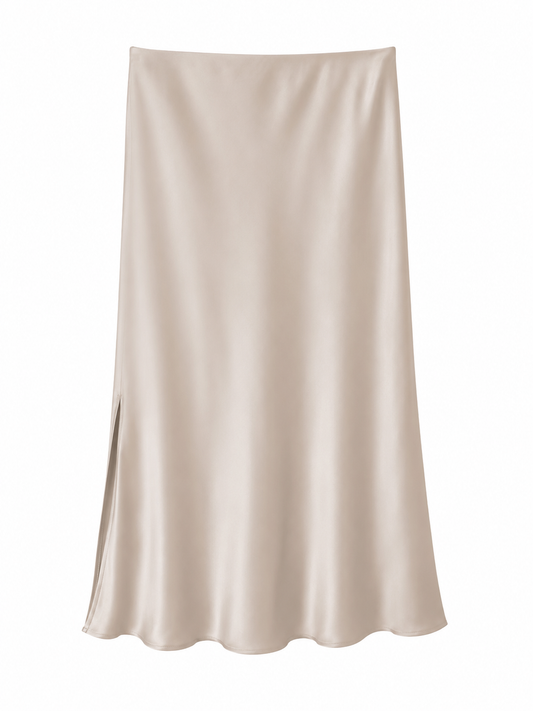 Falda satinada beige