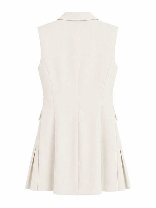 Vestido corto tablas beige