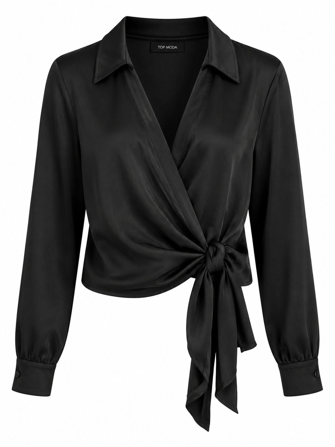 Camisa satinada negra lazada