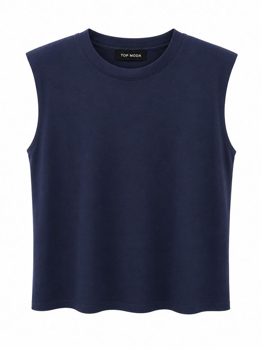 Camiseta azul hombreras