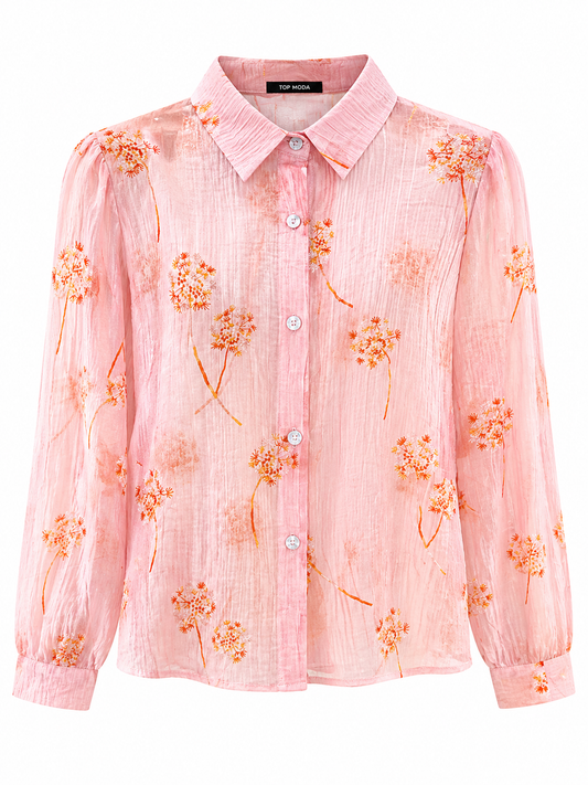 Camisa rosa bordados