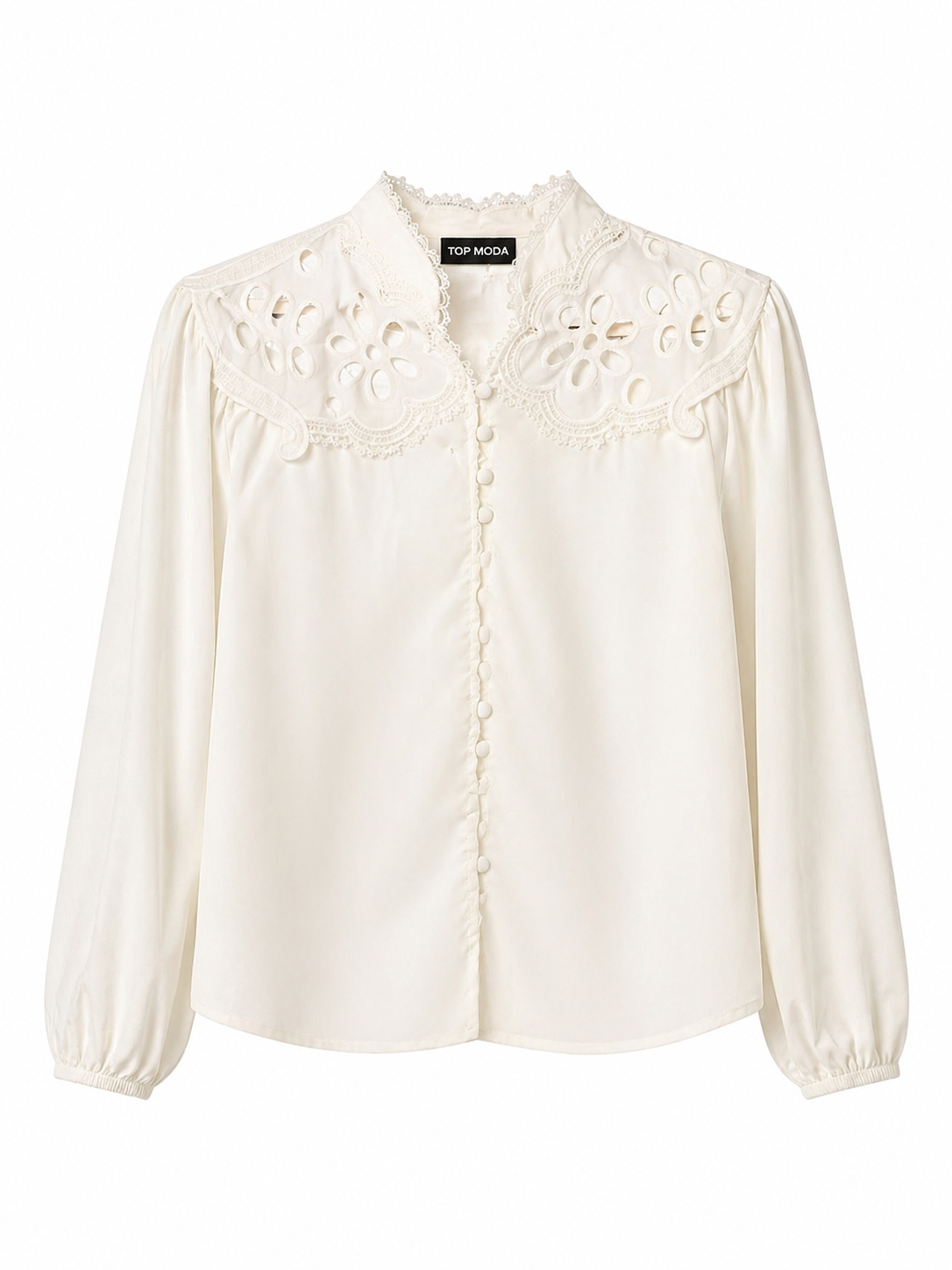 Camisa blanco cuello perforado