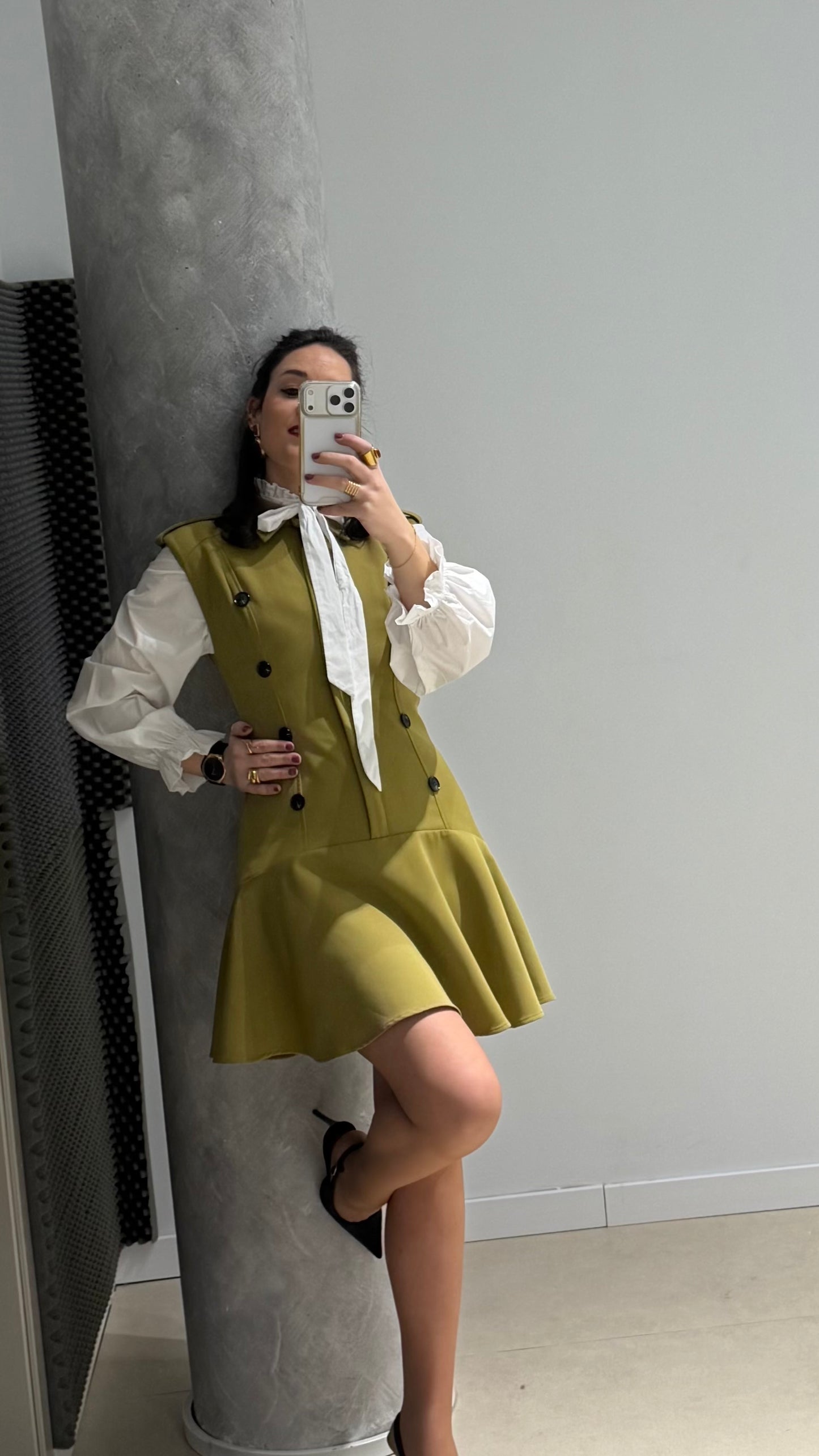 Vestido botones con volante