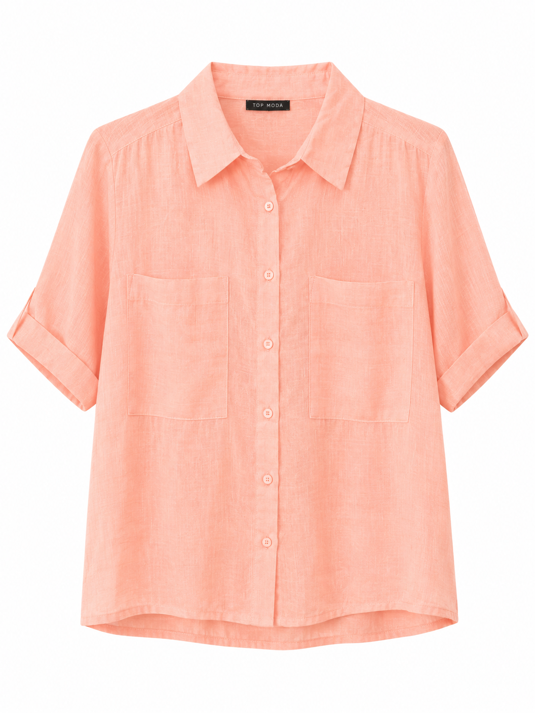 Camisa de lino coral