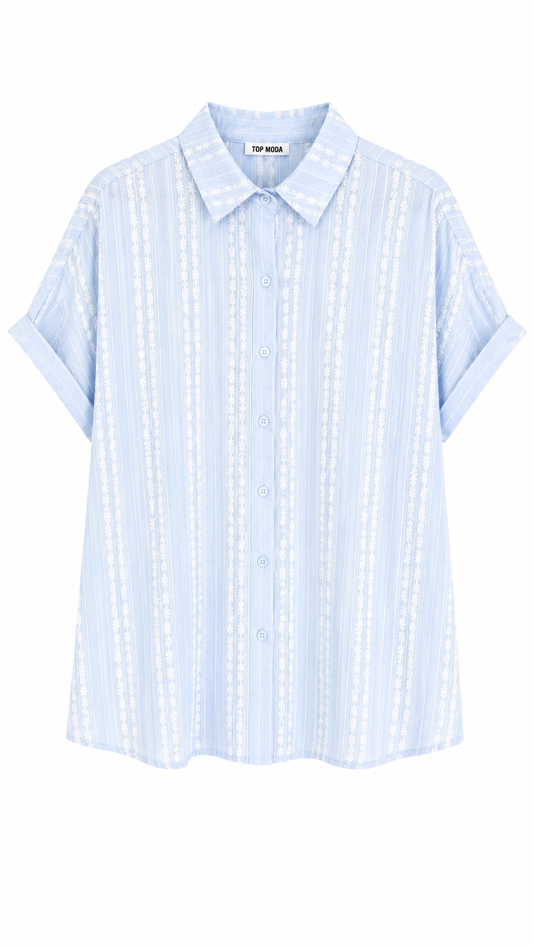 Camisa de lino celeste