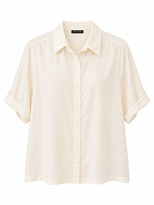 Camisa beige mangas cortas