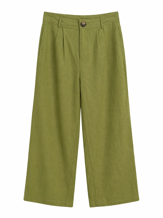 Pantalón verde oliva lino