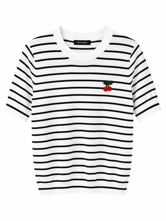 Camisa rayas cereza blanca