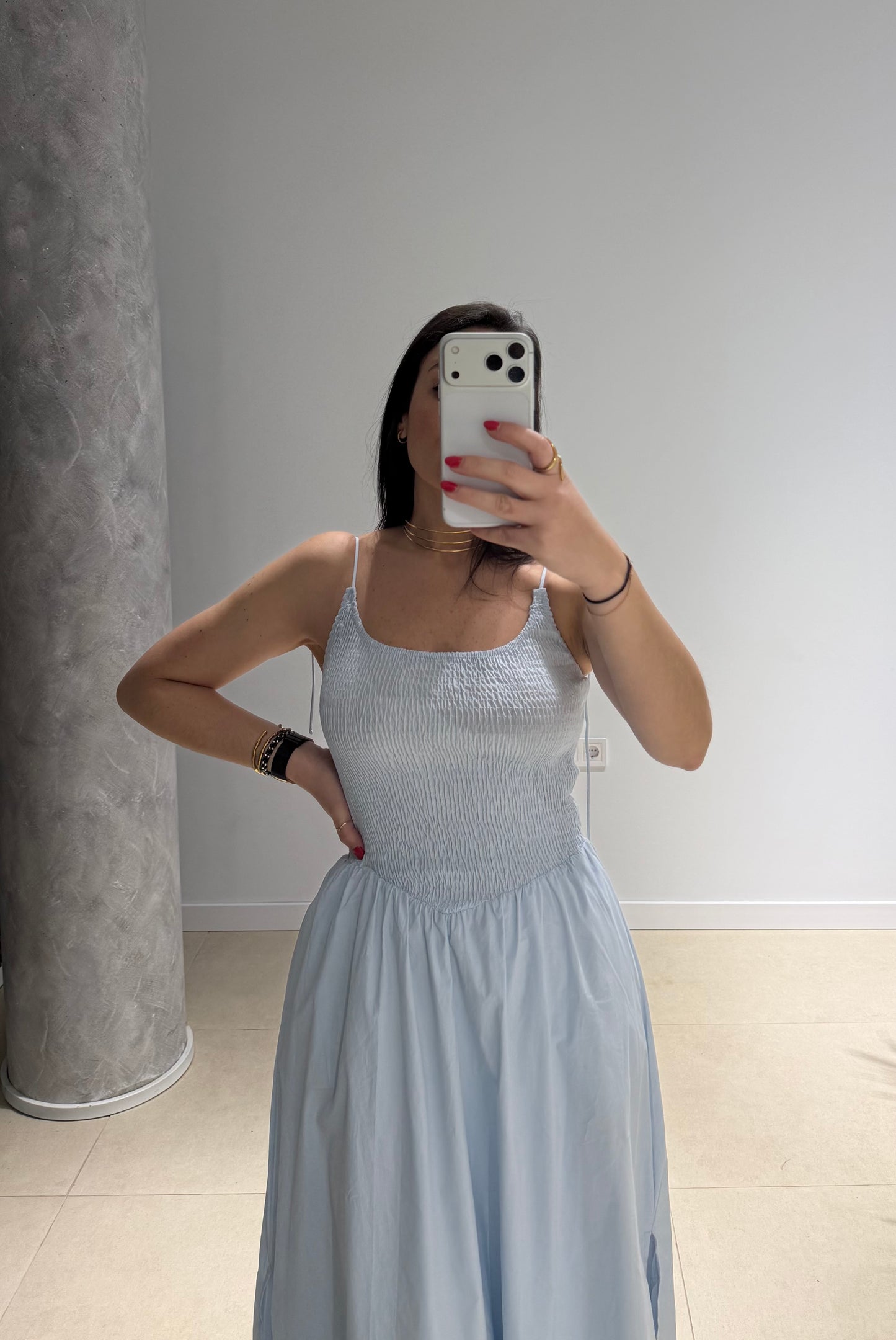 Vestido nido de abeja celeste