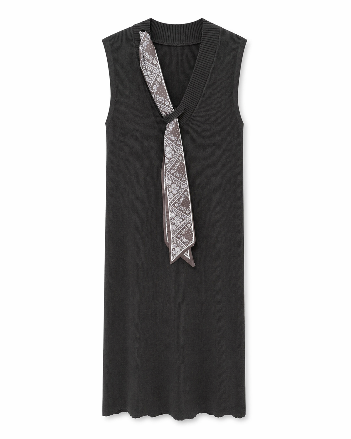 Vestido canalé con pañuelo