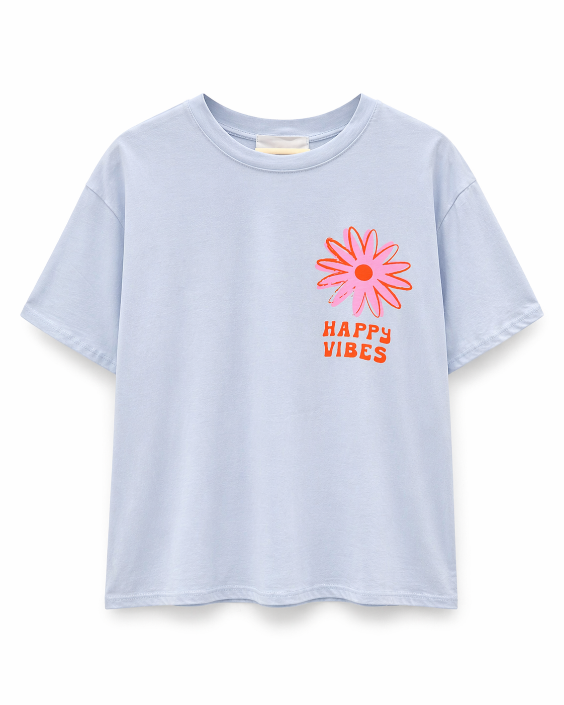 Camiseta flor celeste