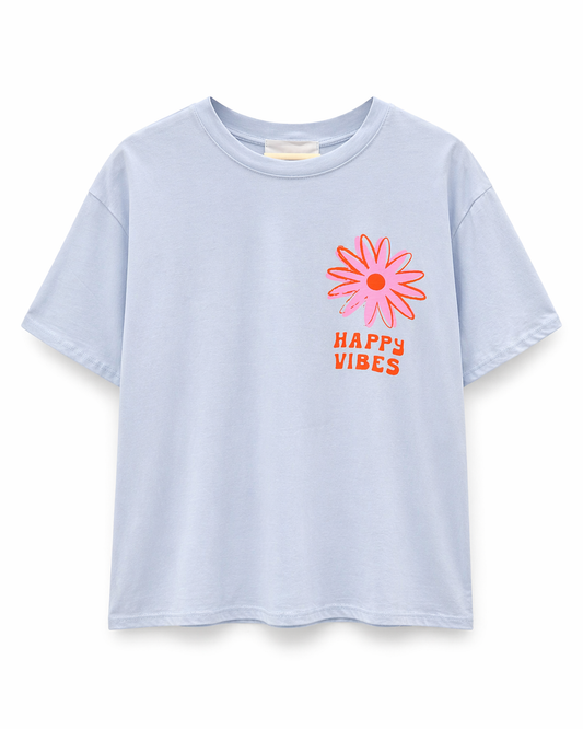 Camiseta flor celeste