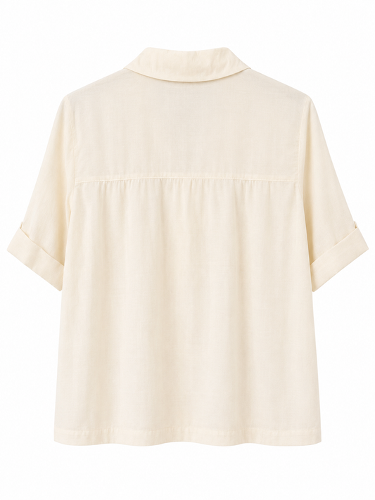 Camisa beige mangas cortas