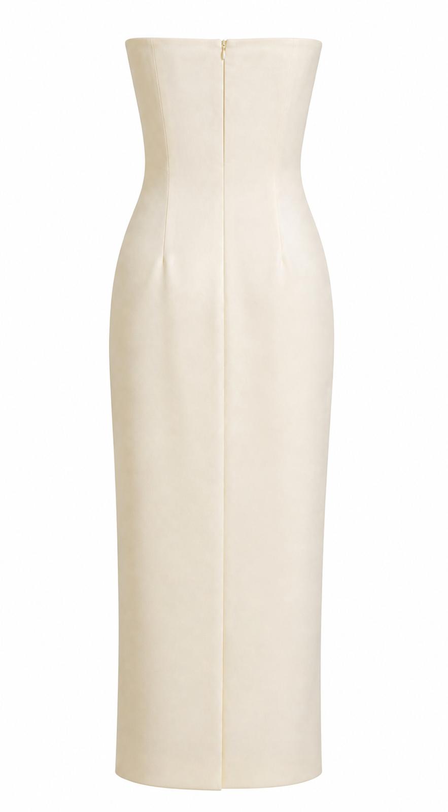 Vestido beige palabra de honor