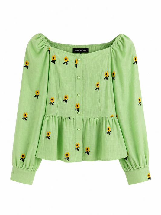 Camisa margaritas verde