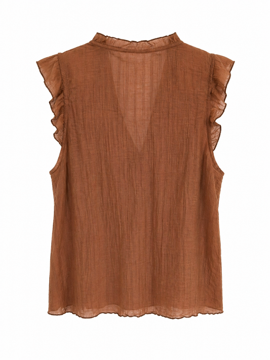 Camisa marrón volantes