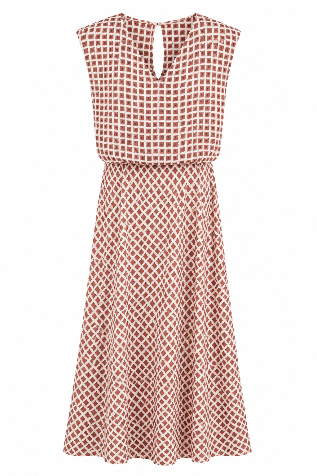 Vestido cuadro teja