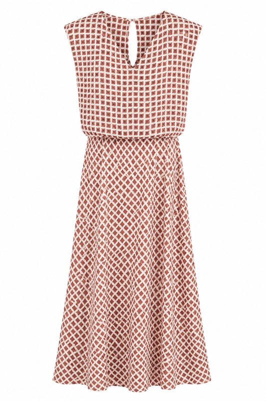 Vestido cuadro teja