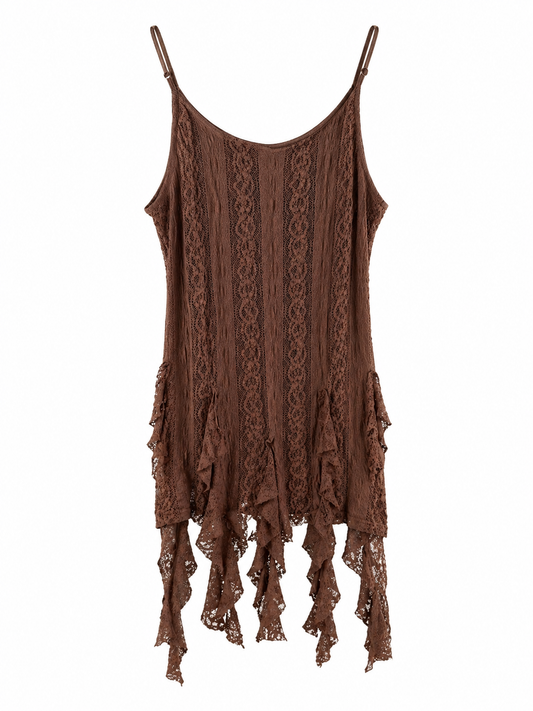 Conjunto marrón encaje