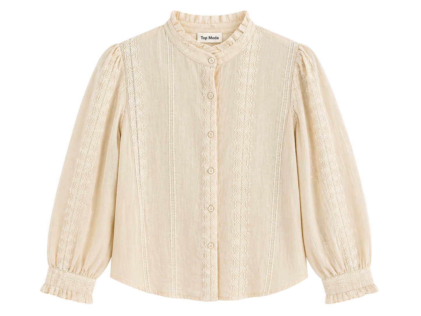 Camisa beige perforado