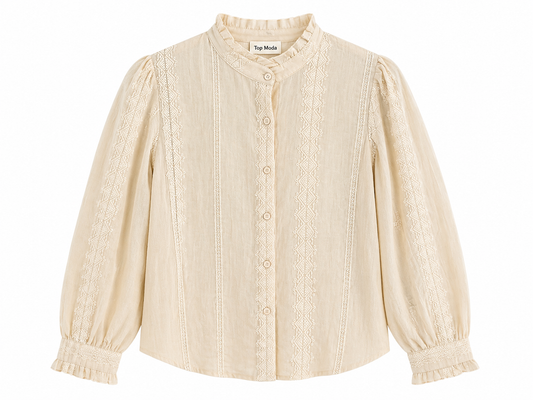 Camisa beige perforado