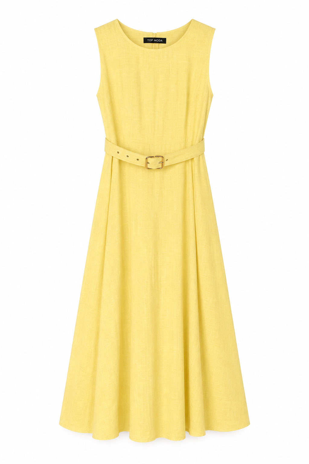 Vestido lino amarillo con cinturón
