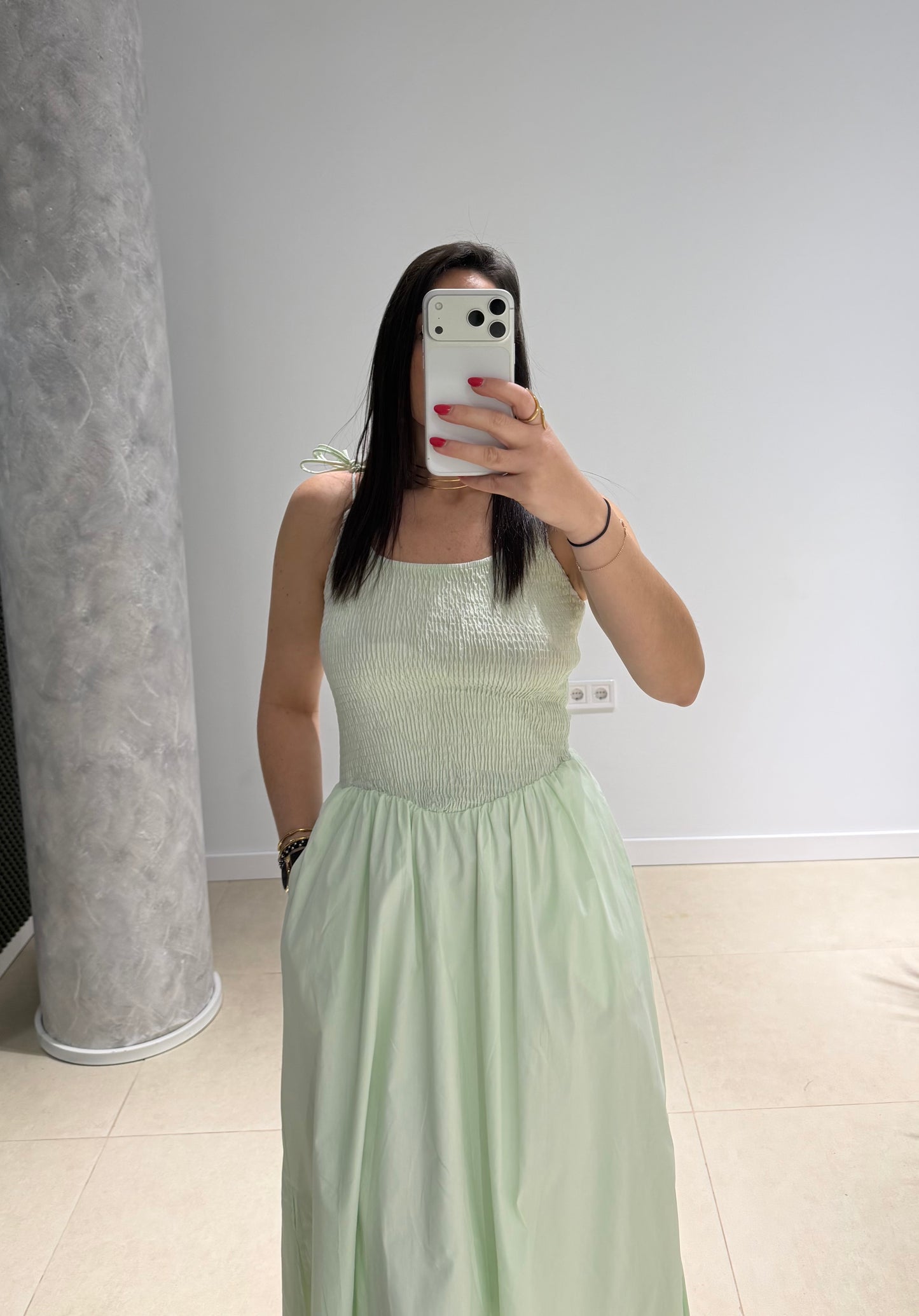 Vestido nido de abeja verde agua