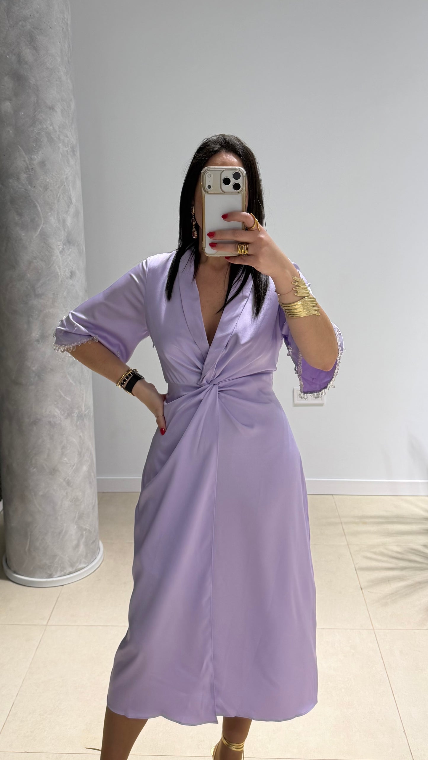 Vestido malva anudado