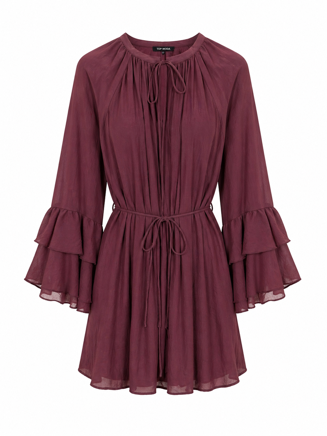 Vestido Burdeos volantes
