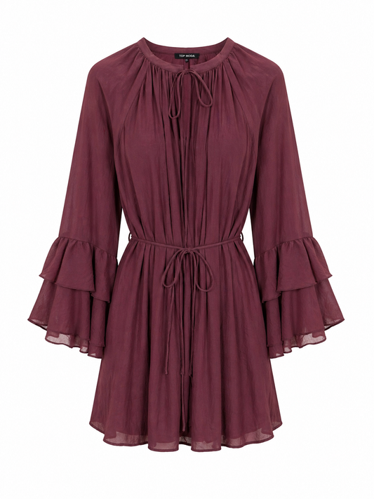 Vestido Burdeos volantes