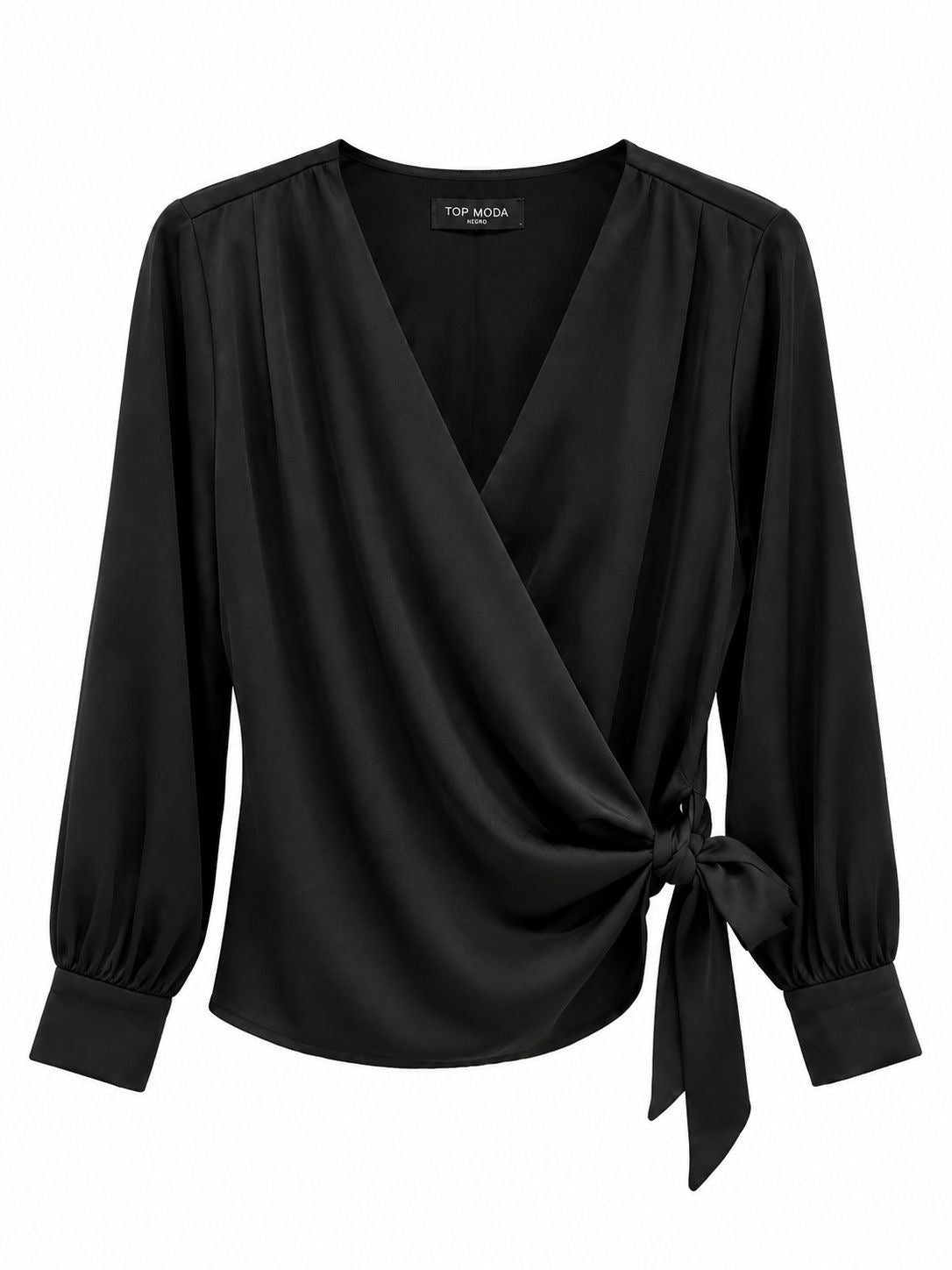 Camisa negra satinada