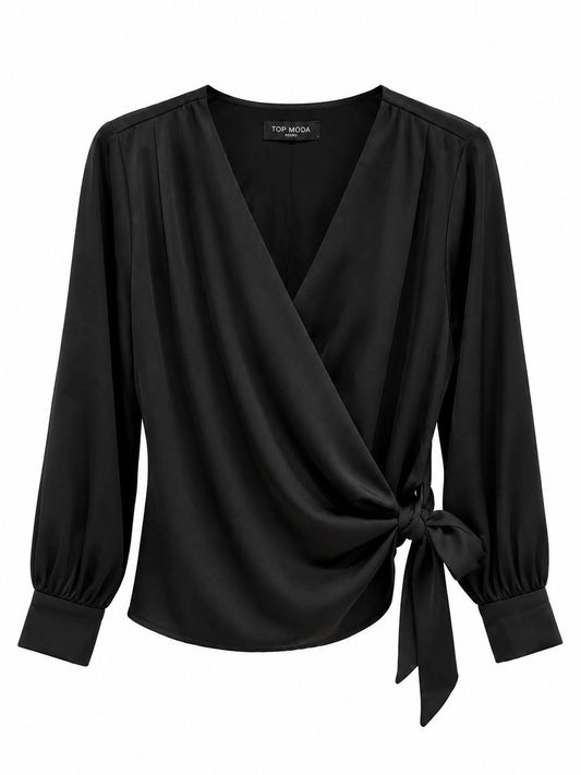Camisa negra satinada