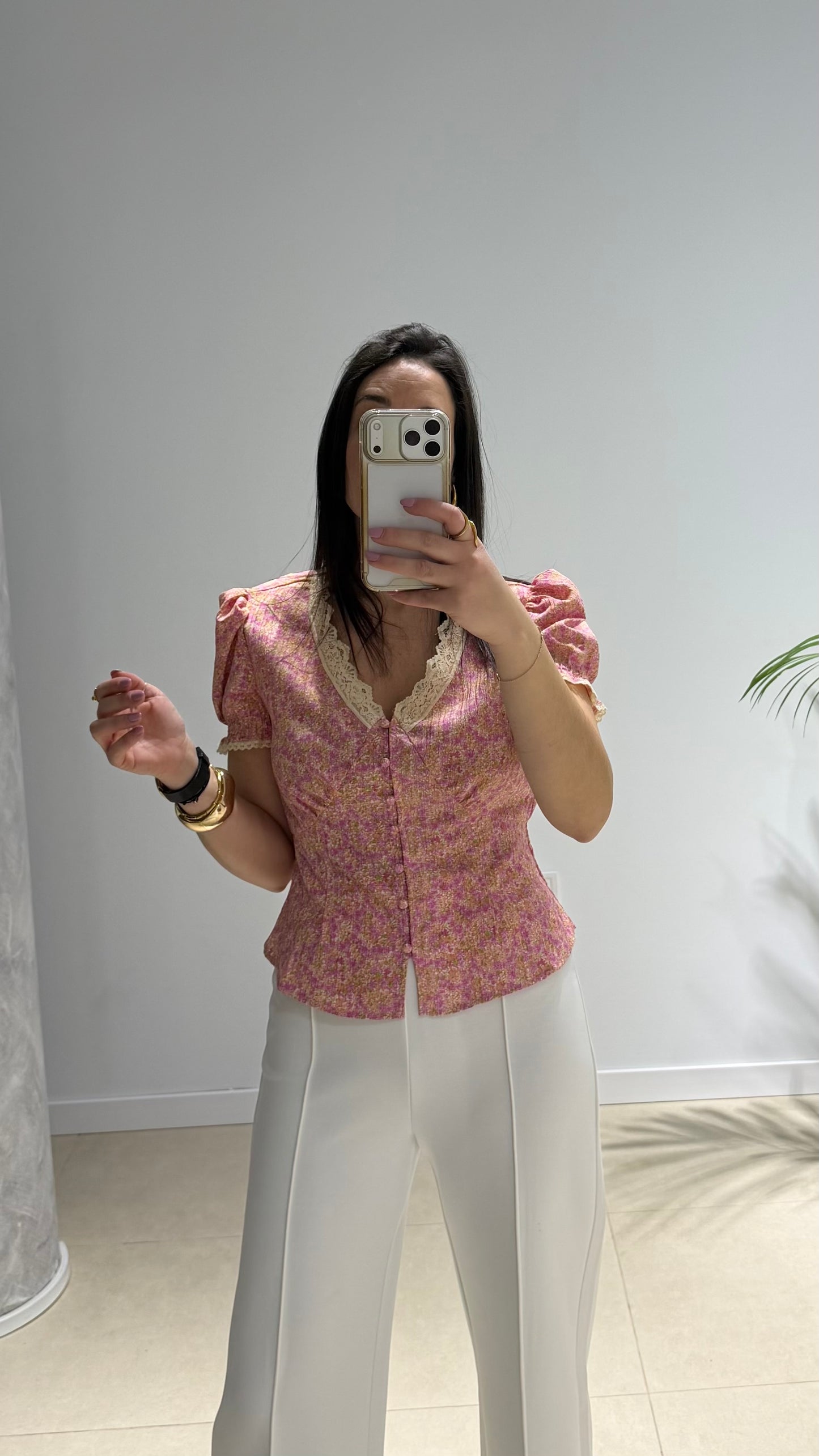 Camisa floral rosa