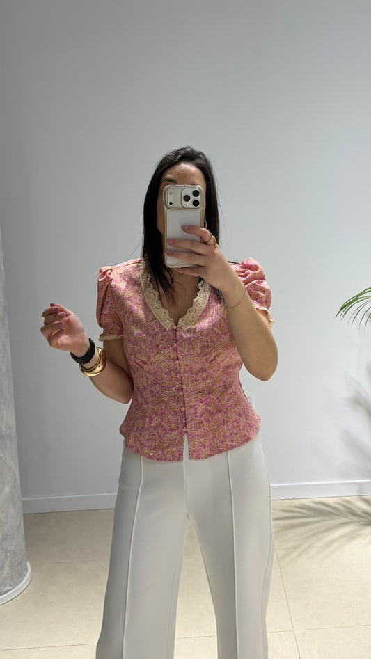 Camisa floral rosa