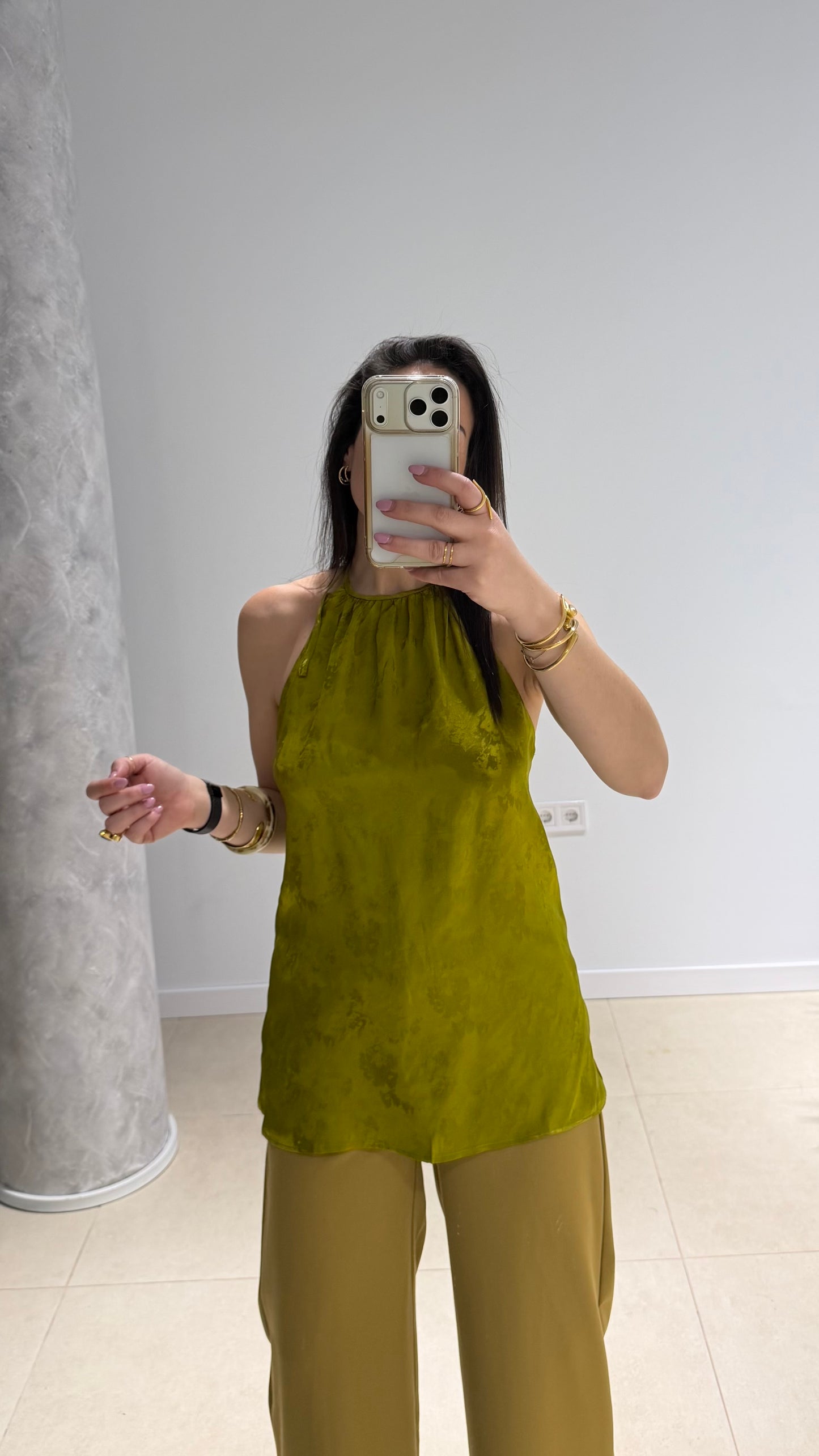Top verde estampado